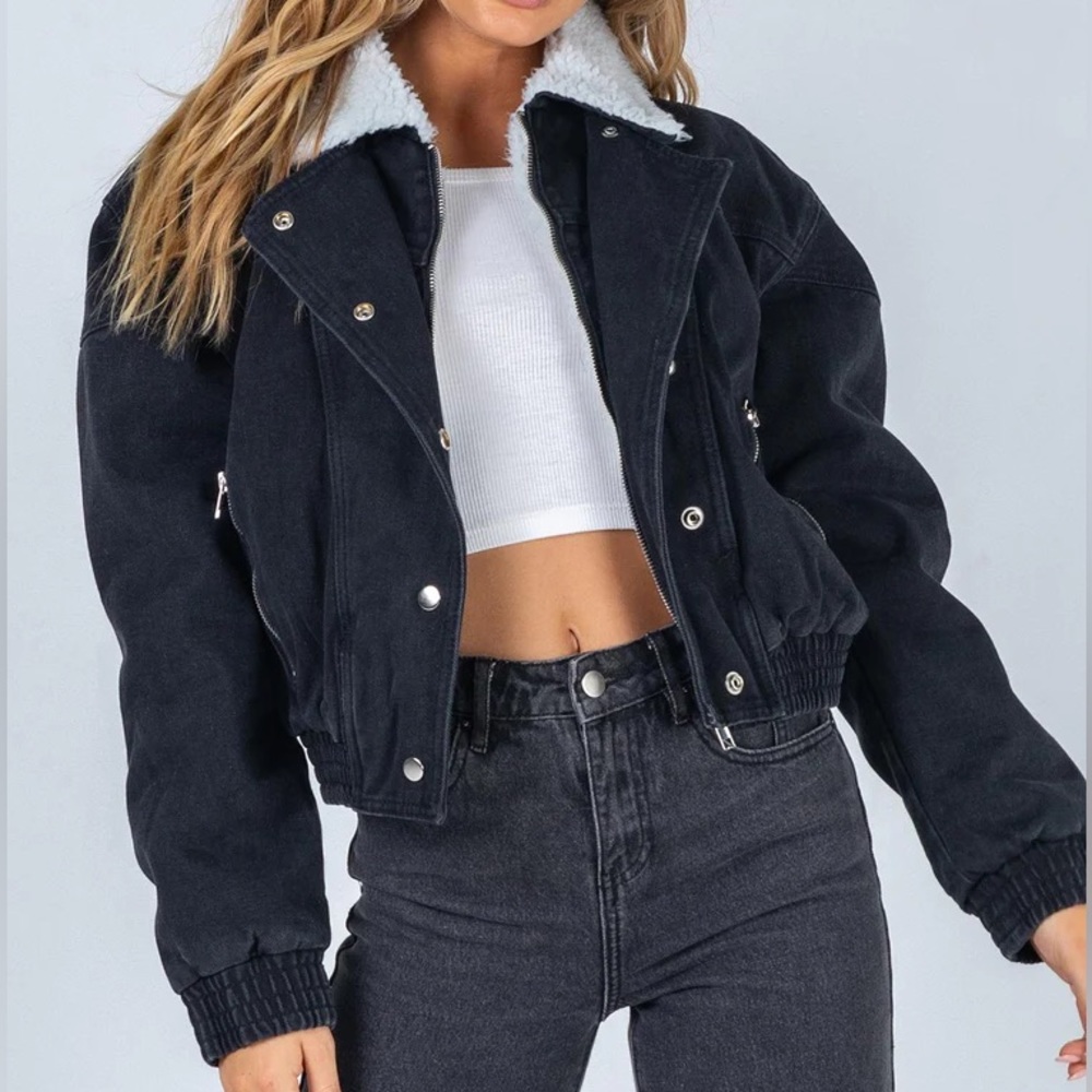 Princess Polly Mary Ann Black Sherpa Jacket